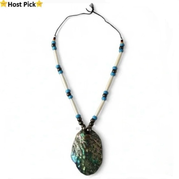 Source Unknown Jewelry - Vtg Handmade Navajo Abalone Necklace w/ Hidden Pouch, Rare Collector’s Statement